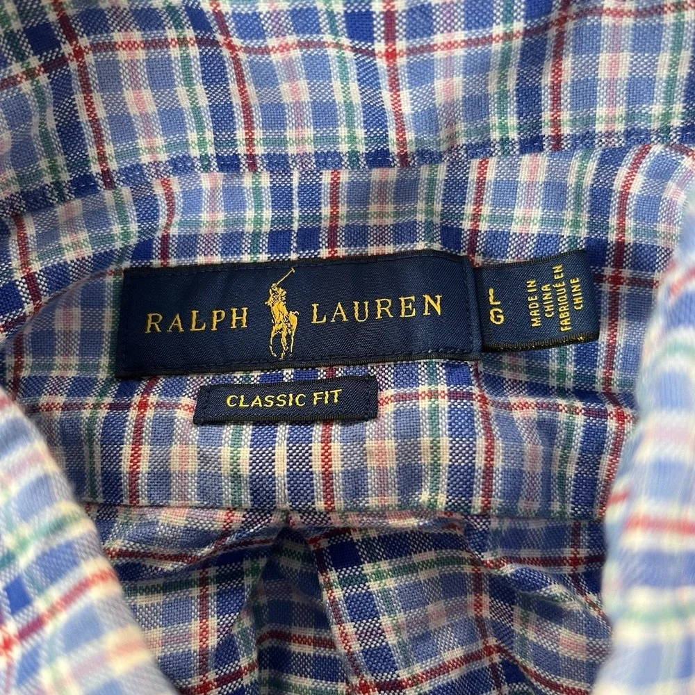 Ralph Lauren Classic Fit Multicolor Plaid Button Shirt Long Sleeve Mens Large